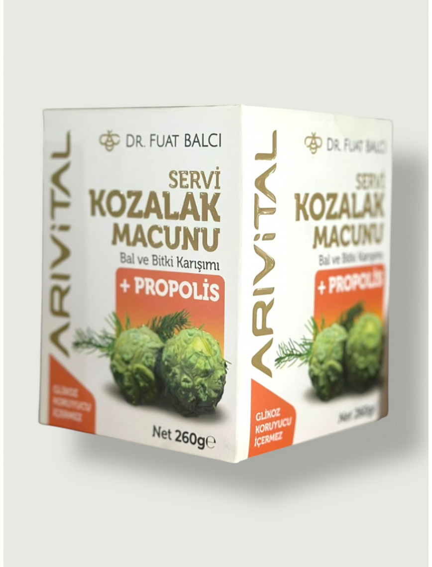 Servi Kozalak Macunu (Bal ve Bitki Karışımı + Propolis) 260 gr. Servi Kozalak Macunu (Bal ve Bitki Karışımı + Propolis) 260 gr.